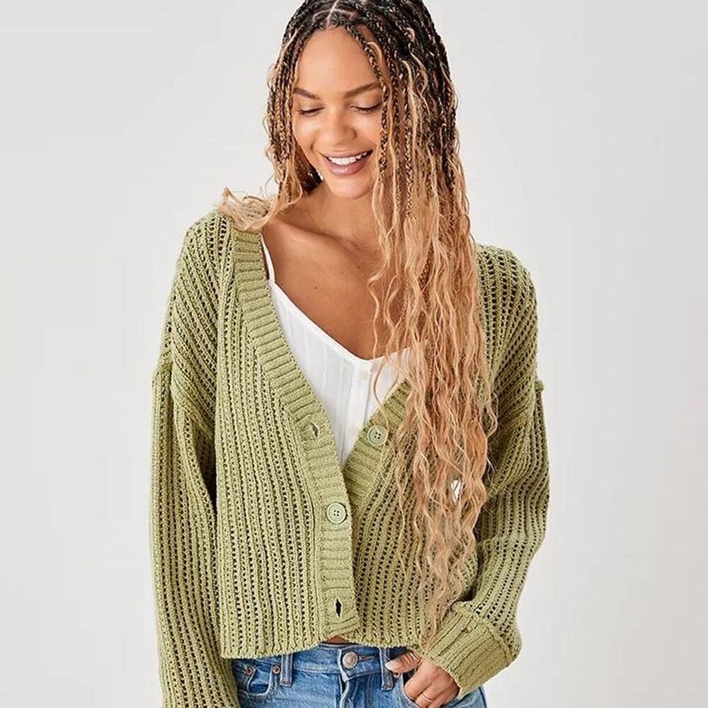 American-eagle Women's Green Cardigan
